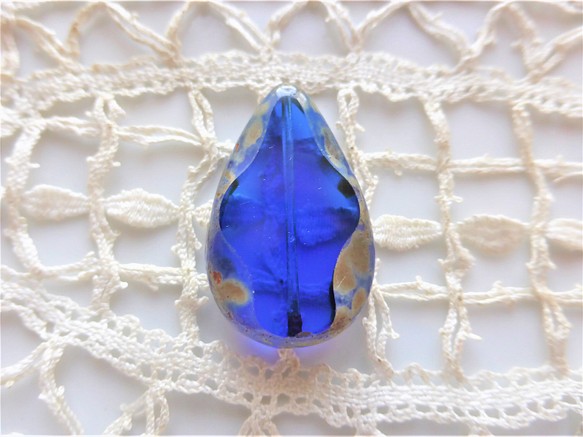 ゴージャスシズク　青　Czech Glass Beads1個 1枚目の画像