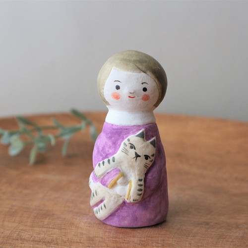 陶器で作った人形 noru doll ( ノルドール ) 抱きネコA (１） その他