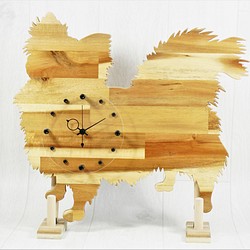 犬形時計　パピヨン【木製（アカシア集成材）】（掛け時計） 1枚目の画像