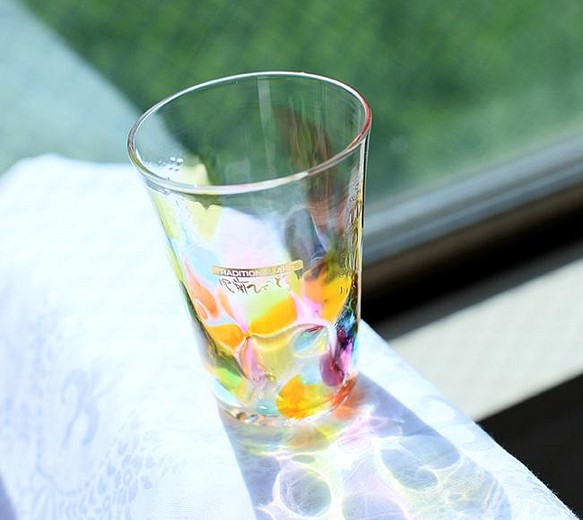 虹色タンブラー　（肥前びーどろ　宙吹きガラス） ビール ビアグラス かわいい おしゃれ 映える 盛り 1枚目の画像