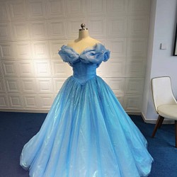 シンデレラ　ブルー　ウェディングドレス  #ma397 1枚目の画像