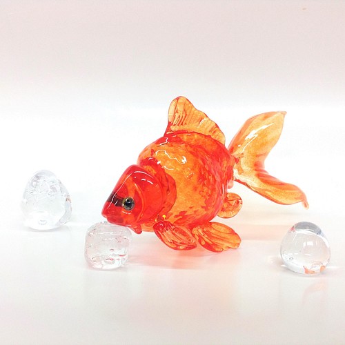 手作りガラス 金魚のオーナメント 琉金(No.1) ガラス玉付き その他置物