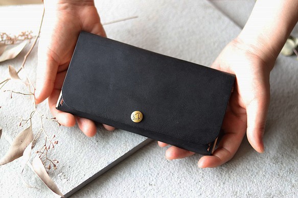 ｼﾝﾌﾟﾙｽﾘﾑ長財布２【ブラック】【大容量・17cmのミディアム財布 