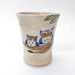 【清水焼】ふくろうの森フリーカップ（青） 1枚目の画像