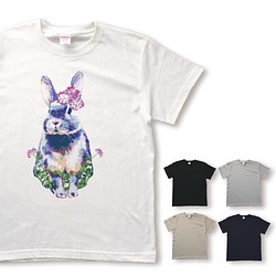 鮮やかすみれウサギのTシャツ 1枚目の画像