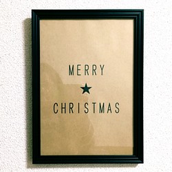ポスター♡メリークリスマス♡クラフト紙♡デザイン♡パネル♡フレーム♡アート♡星♡バーンスター♡黒♡ブラック♡クリスマス 1枚目の画像