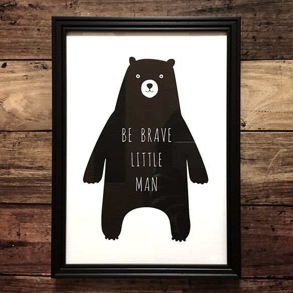 特大 A3サイズ！ポスター【くま】インテリア デザイン アート 動物 アニマル 黒 ベア 熊 クマ 1枚目の画像