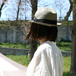 可選的緞帶中央折疊帽Kenma草色卡其色M / L / LL尺寸 第1張的照片