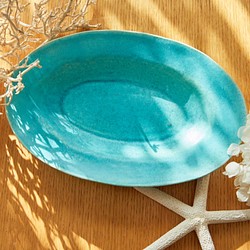 エメラルドブルーのオーバル皿 odm-３（少しお買い得） 中皿 molle épine 通販｜Creema(クリーマ)