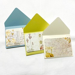 [Sale] ギフトカードサイズのメッセージカード 3枚セット ブルー 1枚目の画像