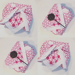 刺し子の花ふきん NO.10星と三つ菱 ピンク 1枚目の画像