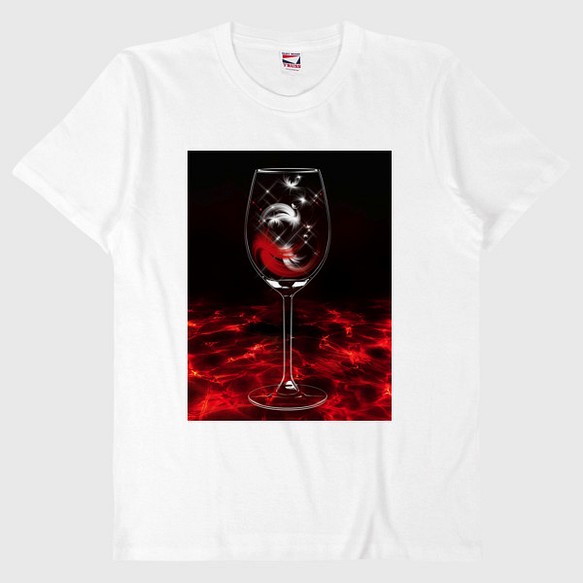 feather Wine 羽根のワイン 【送料関税無料】 赤色Tシャツ綿100% 幻想的 豊富な品 綺麗 男女兼用