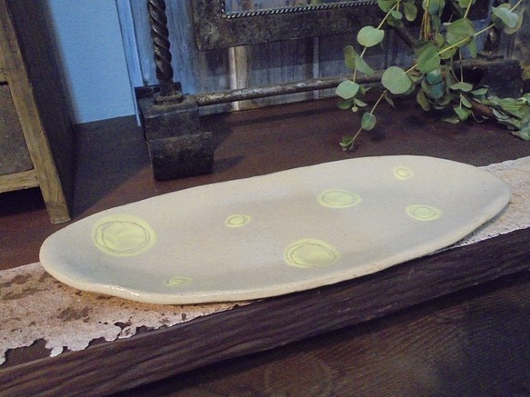 『モダン加飾楕円皿』パスタ皿カレー皿サンマ皿盛り皿 1枚目の画像