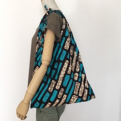 【Sold】アフリカン おむすびバッグ（あずま袋）青いレンガ 1枚目の画像