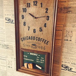 カフェ風 壁掛け時計 シカゴコーヒー 1枚目の画像