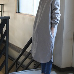 【秋支度SALE】pullover long shirt/丸襟プルオーバーシャツ＊french linen100%　 1枚目の画像