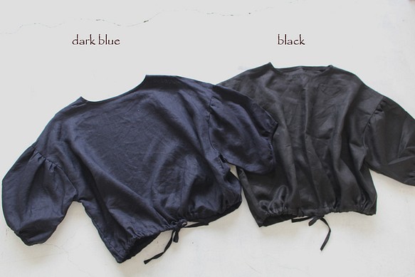 フレンチリネン・black　裾ギャザープルオーバー 1枚目の画像