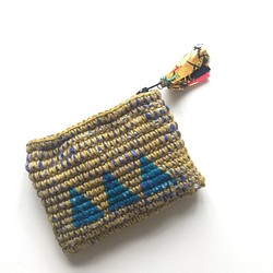 おさいふ Crochet Purse Yellow+Blue 1枚目の画像