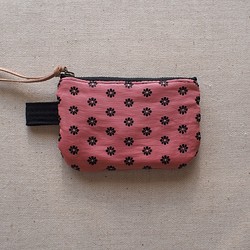 小袋S /復古腰帶粉紅色黑色花朵圖案復古和服腰帶 第1張的照片
