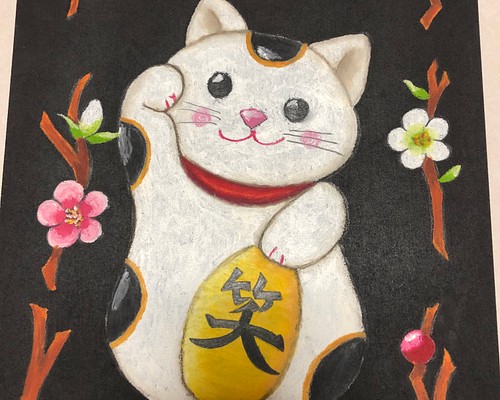 チョークアート☆招き猫 送料無料 絵画 mizuka 通販｜Creema(クリーマ)