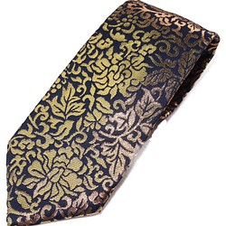 純金奢華領帶（海軍藍）是用書籍錢絲綢和金色時尚的sumi的書。 （這個黃金的海軍） 第1張的照片