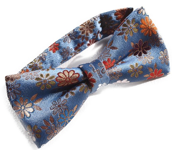 西陣織 和柄の高級蝶ネクタイ☆高級金襴布利用のおしゃれな蝶ネクタイです。小菊 1枚目の画像