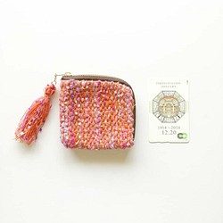 『フルーツトマト』　noriko tweed　 カードポーチ　手織り  コスメ　コイン　　 1枚目の画像