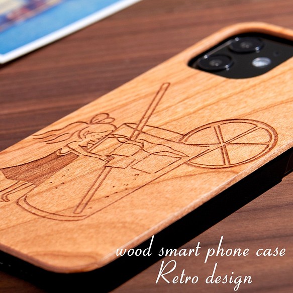 おしゃれな木製 iphoneケース レトロシリーズ 女の子 iphone12 pro iphoneSE iphone11 1枚目の画像