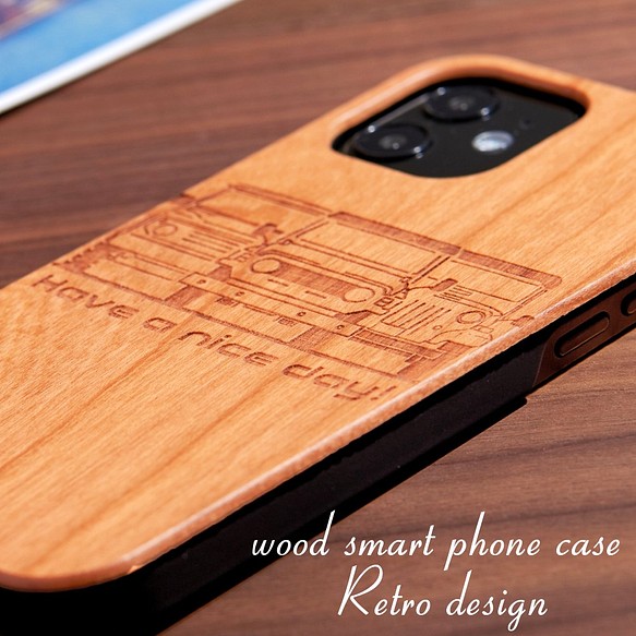 おしゃれな木製 iphoneケース レトロシリーズ 車 1 iphone14 13 12 pro