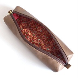 Leather pen case with Japanese pattern, Kimono [Silk] 第1張的照片