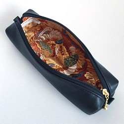 Leather pen case with Japanese Traditional pattern, Obi 第1張的照片