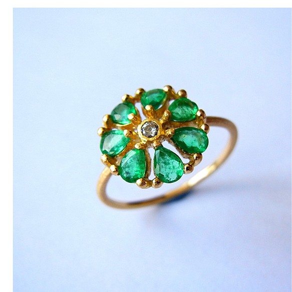 Emerald flower ring 1枚目の画像