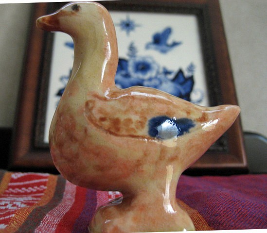 陶器の置物　鳥　鴨系　カモさんの置物 1枚目の画像