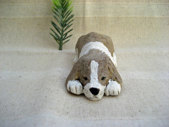 セントバーナード　寝そべり　来年の干支！　戌　犬の置物オーブン陶芸 1枚目の画像