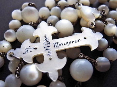 ◆骨董 新着◆ Antique Rosary Mother of Pearl アンティークロザリオ（十字架） 1枚目の画像