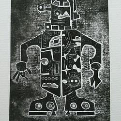紙版画「ロボットⅡ」(作品のみ) 1枚目の画像