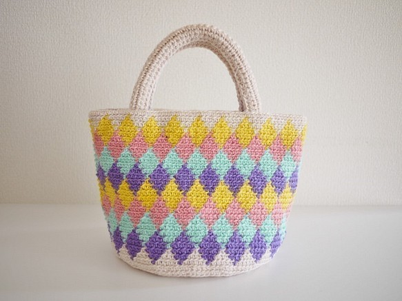 ④手編み　麻ひもバッグ 1枚目の画像