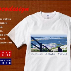湘南Sea side Tシャツ　004　Shonan marina with Cat 1枚目の画像