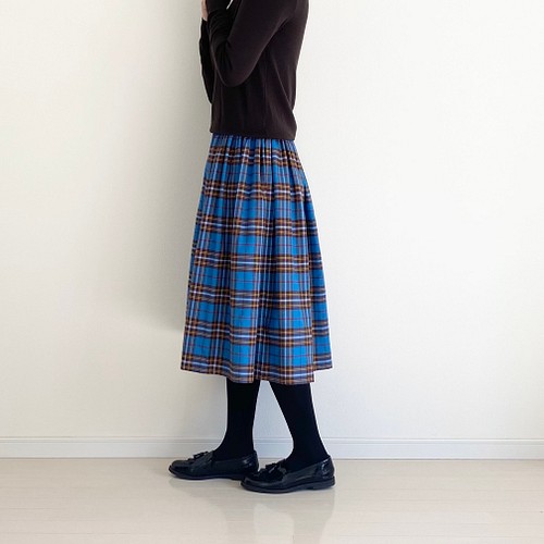 年間OK! タータンチェック 紺×緑 ロングスカート ○LYDIE○ スカート 