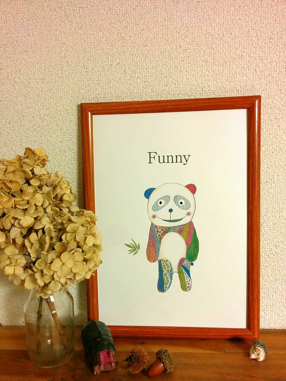 ゆかいなパンダさん　ポスター　アートイラスト　A4 1枚目の画像