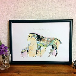 Horse/馬　アートポスター　オリジナルイラスト　インテリア　A4/B4/Ａ3 1枚目の画像