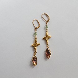 Vintage glass & Cross pierce(earring) 1枚目の画像