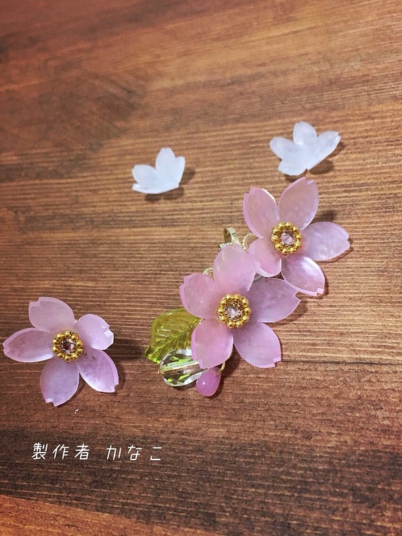 初恋桜のイヤーカフ＆ピアス【イヤリング】 1枚目の画像