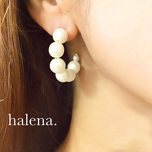 Halena 再々 販 パールフープピアス スモーキー 樹脂 ピアス Hale 通販 Creema クリーマ ハンドメイド 手作り クラフト作品の販売サイト