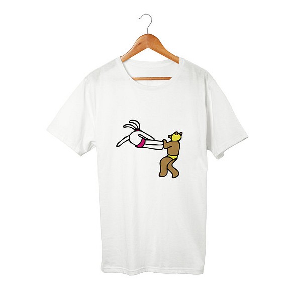 クマレスラー&ウサギレスラー T-shirt(5.6oz) 1枚目の画像