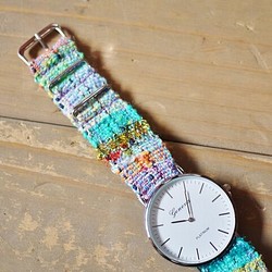 【個性的】手織り 腕時計ベルト カラフルな一点物 1枚目の画像