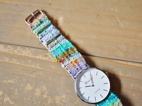【個性的】手織り 腕時計ベルト カラフルな一点物 1枚目の画像