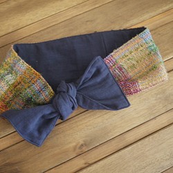 手織り　リボンスカーフ　ヘアバンド 1枚目の画像