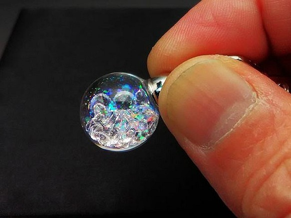 珠寶玻璃球L胸罩頭鑰匙扣透明石蛋白石粉 第1張的照片