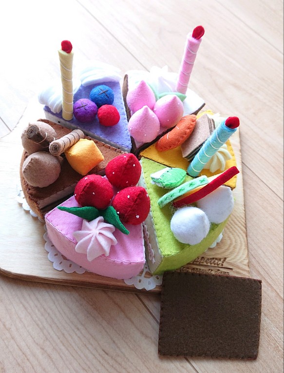 ☆受注製作☆ フェルトケーキ バースデーケーキ アニバーサリーケーキ フルーツホールケーキ